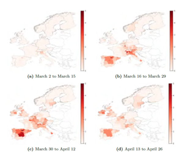 Figure 1: Newly confirmed Covid-19 cases per 1,000 inhabitants in specified calendar weeks.